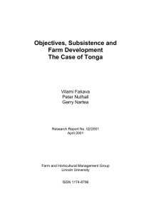 Objectives, Subsistence and Farm Development The Case of Tonga