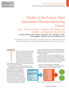 Facility of the Future: Next Generation Biomanufacturing Forum facilities and equipment