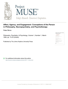 Affect, Agency, and Engagement: Conceptions of the Person
