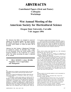 ABSTRACTS 91st Annual Meeting of the American Society for Horticultural Science