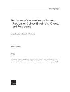The Impact of the New Haven Promise and Persistence Working Paper