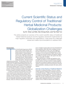 Current Scientific Status and Regulatory Control of Traditional/ Herbal Medicinal Products: Globalization Challenges