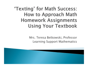 Mrs. Teresa Betkowski, Professor Learning Support Mathematics