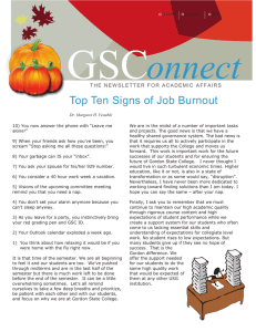 GSC onnect  Top Ten Signs of Job Burnout