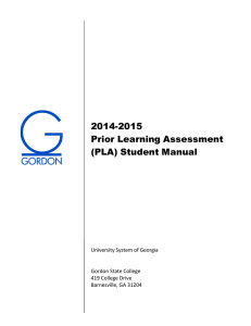2014-2015 Prior Learning Assessment (PLA) Student Manual