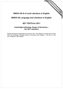 9695/3 AS &amp; A Level Literature in English