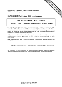 MARK SCHEME for the June 2005 question paper  8291 ENVIRONMENTAL MANAGEMENT www.XtremePapers.com