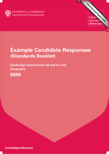Example Candidate Responses (Standards Booklet) 9696 Cambridge International AS and A Level