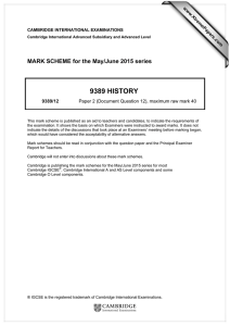 9389 HISTORY  MARK SCHEME for the May/June 2015 series