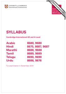 SYLLABUS Arabic 8680, 9680 Hindi
