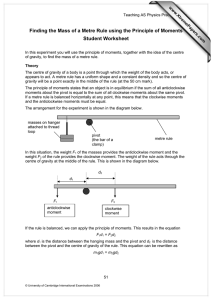 Finding the Mass of a Metre Rule using the Principle... Student Worksheet www.XtremePapers.com