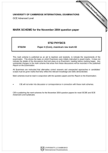 MARK SCHEME for the November 2004 question paper 9702 PHYSICS www.XtremePapers.com