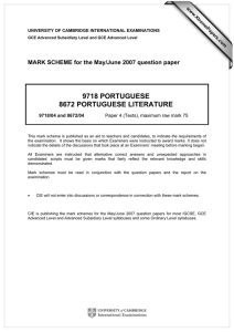 9718 PORTUGUESE 8672 PORTUGUESE LITERATURE