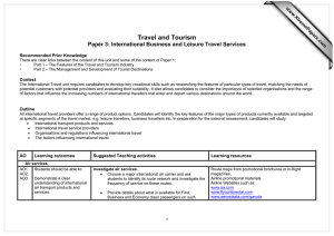 Travel and Tourism Paper 3: International Business and Leisure Travel Services  www.XtremePapers.com