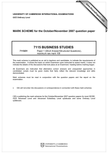 7115 BUSINESS STUDIES  MARK SCHEME for the October/November 2007 question paper
