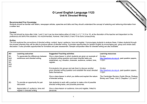 O Level English Language 1123 Unit 6: Directed Writing  www.XtremePapers.com