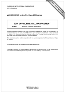 5014 ENVIRONMENTAL MANAGEMENT  MARK SCHEME for the May/June 2013 series