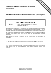 2059 PAKISTAN STUDIES  MARK SCHEME for the October/November 2008 question paper