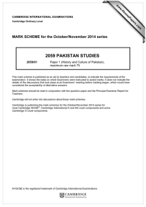 2059 PAKISTAN STUDIES  MARK SCHEME for the October/November 2014 series
