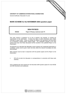 MARK SCHEME for the NOVEMBER 2004 question paper  5054 PHYSICS www.XtremePapers.com