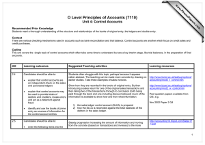 O Level Principles of Accounts (7110) Unit 4: Control Accounts  www.XtremePapers.com