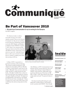 Communiqué Be Part of Vancouver 2010  