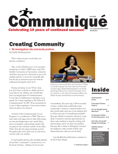 Communiqué Creating Community Celebrating 10 years of continued success!