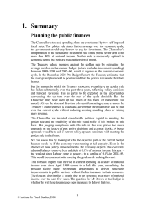 1. Summary Planning the public finances