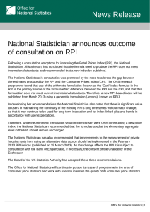 News Release National Statistician announces outcome of consultation on RPI