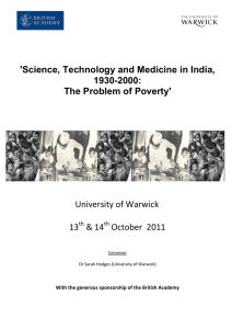 'Science, Technology and Medicine in India, 1930-2000: The Problem of Poverty'