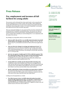 Press Release Pay, employment and incomes all fall furthest for young adults