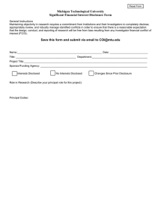 Michigan Technological University Significant Financial Interest Disclosure Form