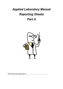 Applied Laboratory Manual Reporting Sheets Part A