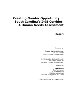 Creating Greater Opportunity in South Carolina’s I-95 Corridor: A Human Needs Assessment Report