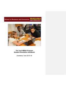 The Tech MBA® Program Student Orientation Handbook Academic Year 2015-16