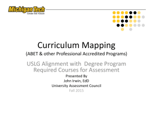 Curriculum Mapping USLG Alignment with  Degree Program Required Courses for Assessment