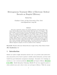 Heterogeneous Treatment Effect of Electronic Medical Records on Hospital Efficiency Ruirui Sun