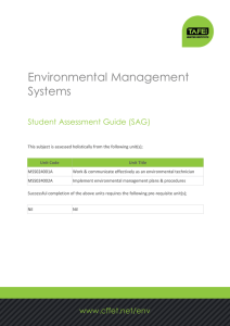 Environmental Management Systems Student Assessment Guide (SAG)