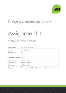 Assignment 1 Design environmental surveys Analysis of survey methods