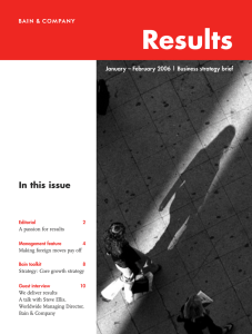 Results In this issue January – February 2006 | Business strategy brief