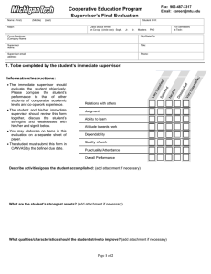 Cooperative Education Program Supervisor’s Final Evaluation  Fax:  906-487-3317