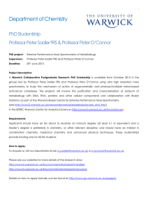 Department of Chemistry PhD Studentship