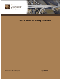 PPTA Value for Money Guidance Commonwealth of Virginia August 2012