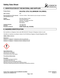 Safety Data Sheet 1. IDENTIFICATION OF THE MATERIAL AND SUPPLIER