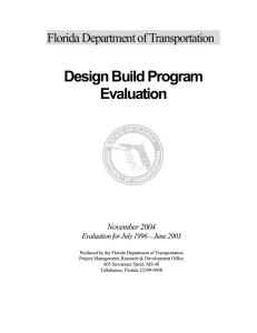 Design Build Program Evaluation Florida Department of Transportation