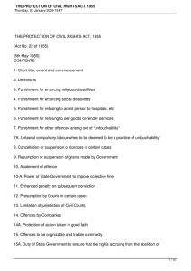  THE PROTECTION OF CIVIL RIGHTS ACT, 1955 [8th May 1955] CONTENTS