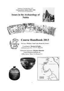 Course Handbook 2013 Issues in the Archaeology of Nubia Dorian Q Fuller