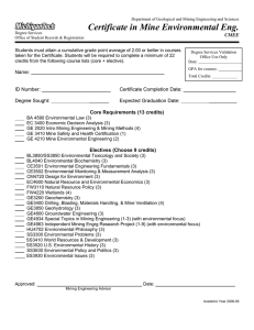 Certificate in Mine Environmental Eng.  CMEE