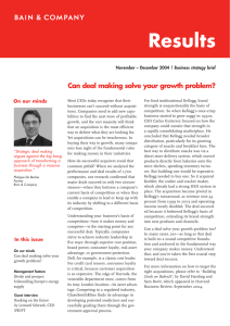 Results Can deal making solve your growth problem? On our minds