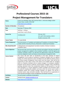 Professional Courses 2015-16 Project Management for Translators